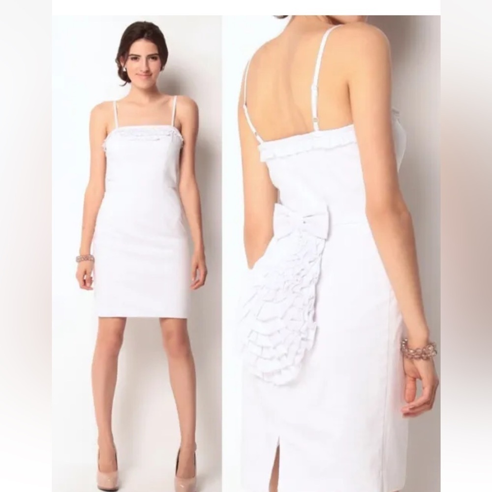 Vintage Betsy Johnson White Ruffle Bow Dress Size 2